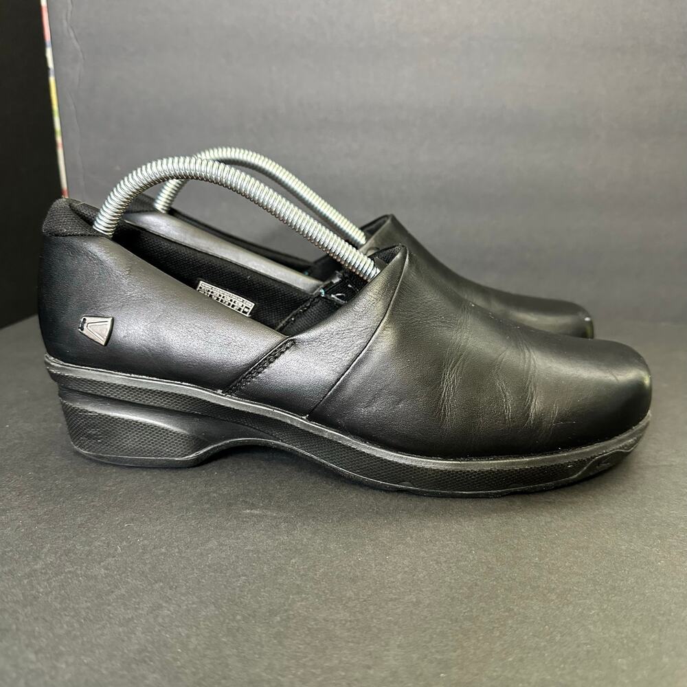 Keen size 10 Mora Clog Leather Comfort Slip On Shoes Black - Picture 2 of 12